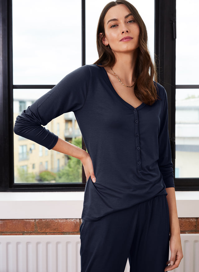 Peace Lyocell Button Top